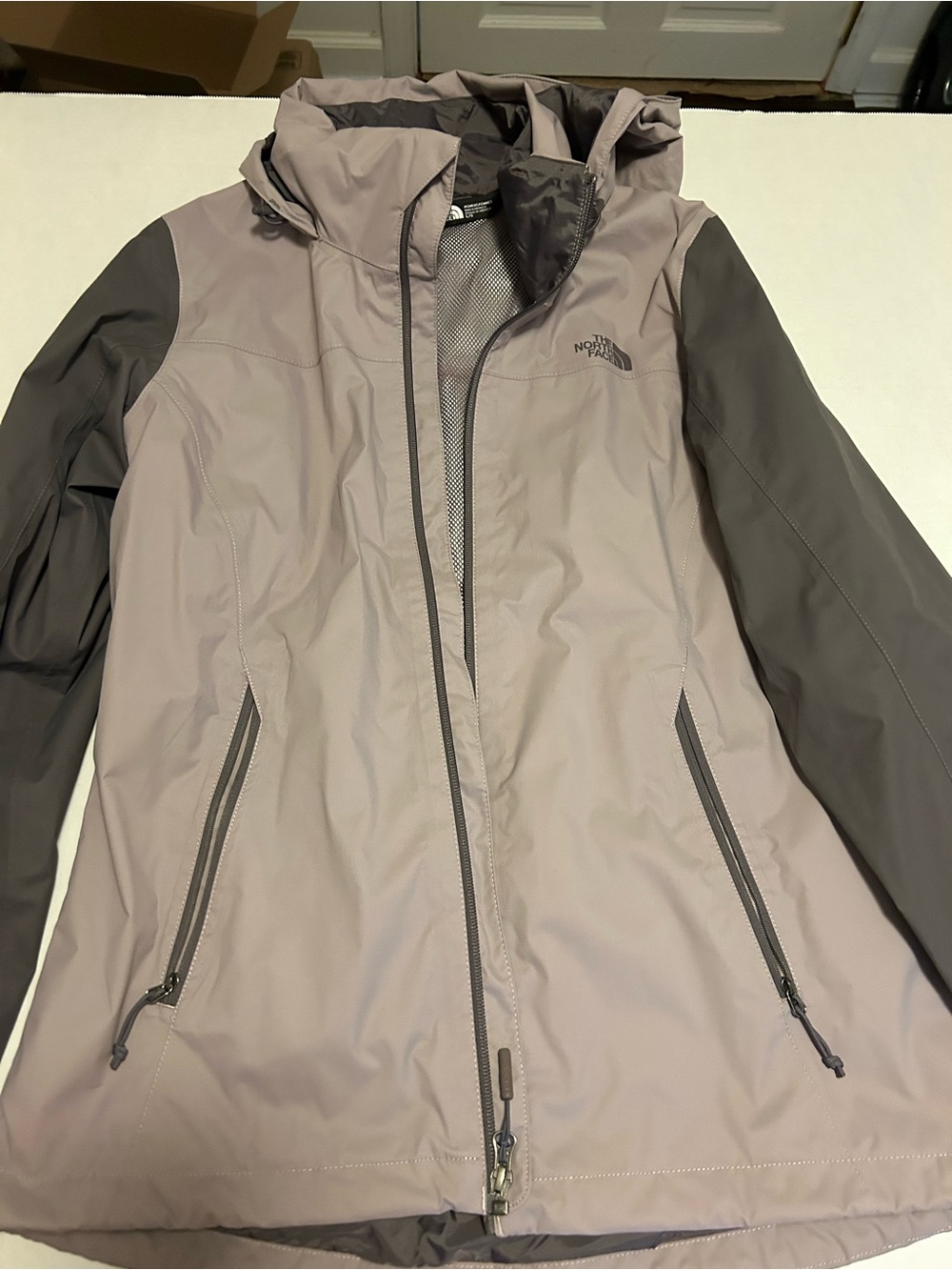 The North Face Two-Tone Hooded Rain Jacket - Mauve & Charcoal